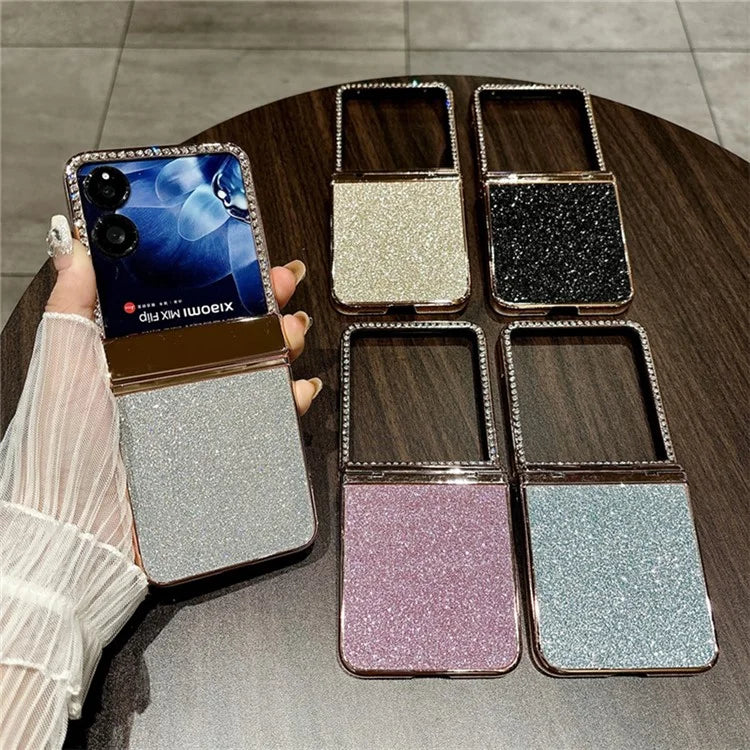 For Xiaomi Mix Flip 5G Case Hinge Protection Rhinestone Glitter PC Phone Cover