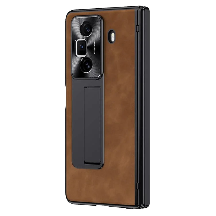 For Honor Magic Vs3 5G Case Leather+PC Kickstand Phone Cover with Tempered Glass Film