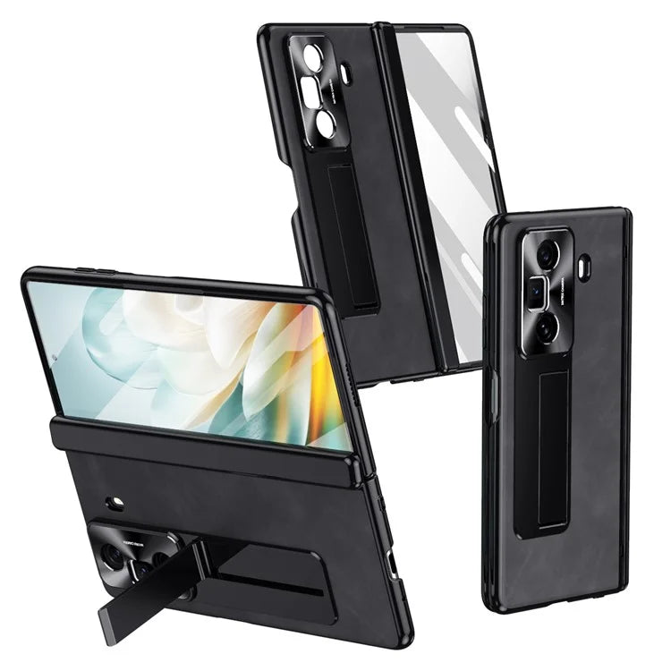 For Honor Magic Vs3 5G Case Leather+PC Kickstand Phone Cover with Tempered Glass Film