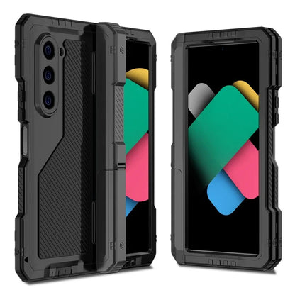 For Samsung Galaxy Z Fold6 5G Case Aluminium Alloy+Silicone Kickstand Cover with PET Screen Film