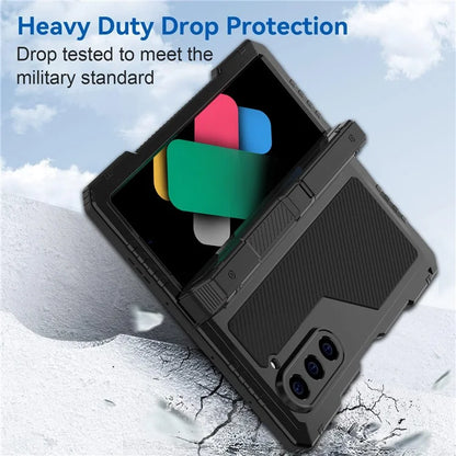For Samsung Galaxy Z Fold6 5G Case Aluminium Alloy+Silicone Kickstand Cover with PET Screen Film