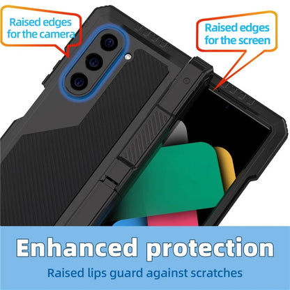 For Samsung Galaxy Z Fold6 5G Case Aluminium Alloy+Silicone Kickstand Cover with PET Screen Film