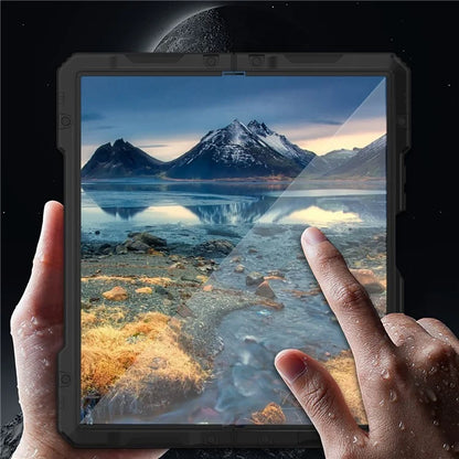 For Samsung Galaxy Z Fold6 5G Case Aluminium Alloy+Silicone Kickstand Cover with PET Screen Film
