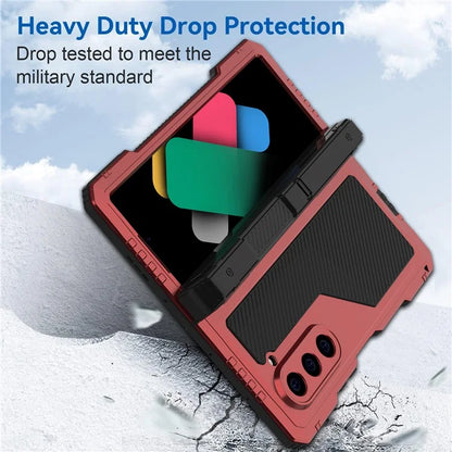 For Samsung Galaxy Z Fold6 5G Case Aluminium Alloy+Silicone Kickstand Cover with PET Screen Film