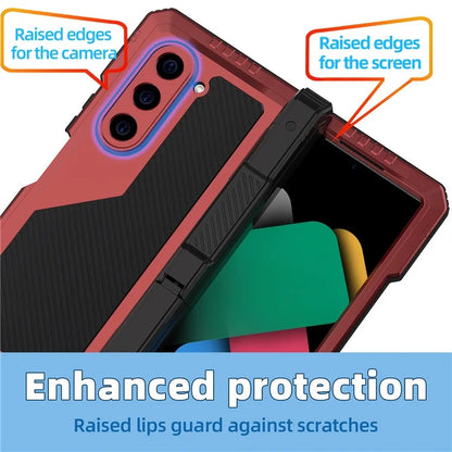 For Samsung Galaxy Z Fold6 5G Case Aluminium Alloy+Silicone Kickstand Cover with PET Screen Film