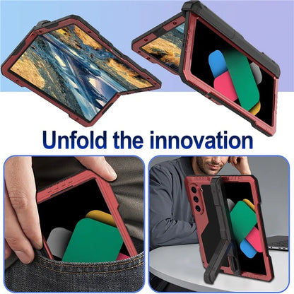 For Samsung Galaxy Z Fold6 5G Case Aluminium Alloy+Silicone Kickstand Cover with PET Screen Film