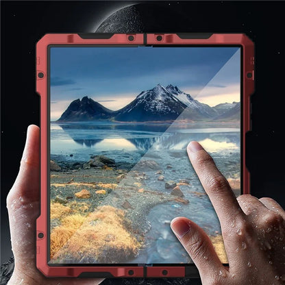For Samsung Galaxy Z Fold6 5G Case Aluminium Alloy+Silicone Kickstand Cover with PET Screen Film