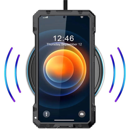 For Samsung Galaxy S24 Ultra Case Silicone+Metal Kickstand Phone Cover with PET Screen Film