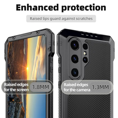 For Samsung Galaxy S24 Ultra Case Silicone+Metal Kickstand Phone Cover with PET Screen Film