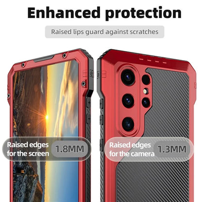 For Samsung Galaxy S24 Ultra Case Silicone+Metal Kickstand Phone Cover with PET Screen Film
