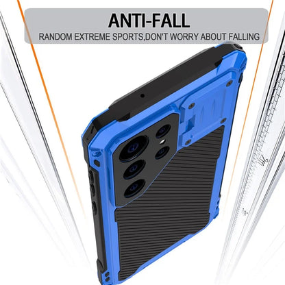 For Samsung Galaxy S23 Ultra Case Aluminum Alloy+Silicone Lens Kickstand Phone Cover with PET Screen Film
