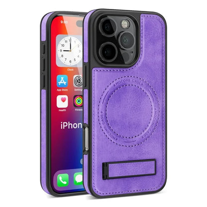 For iPhone 16 Pro Max Magnetic Case Leather Kickstand Phone Cover Compatible with MagSafe