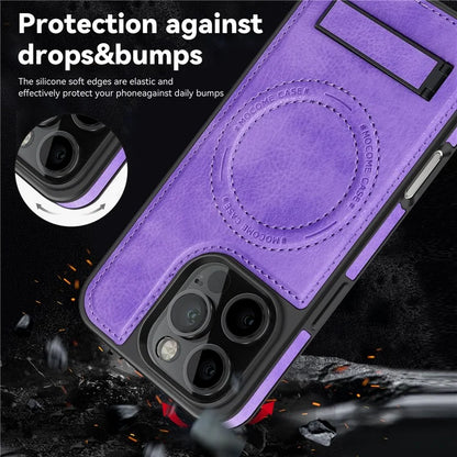 For iPhone 16 Pro Max Magnetic Case Leather Kickstand Phone Cover Compatible with MagSafe