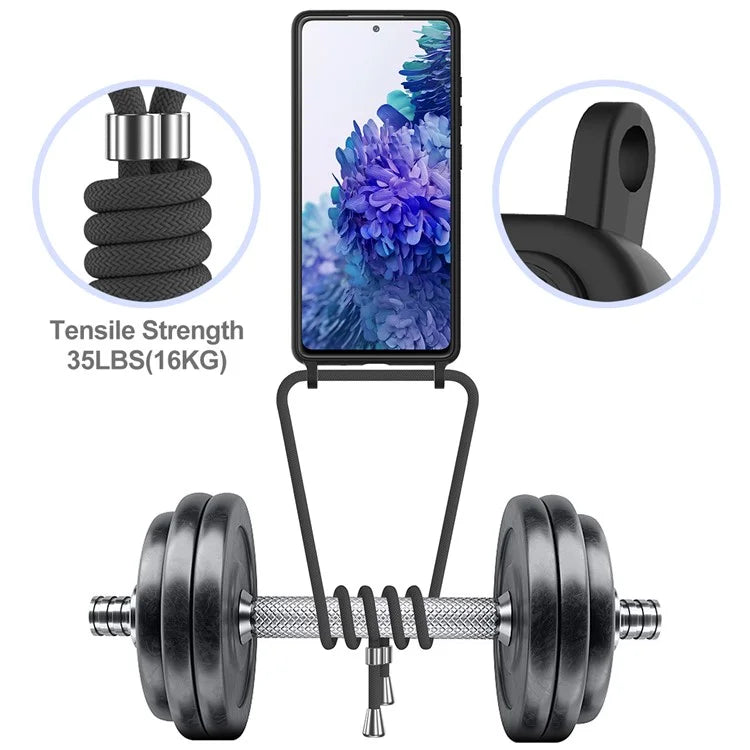 For Samsung Galaxy S20 FE Case Liquid Silicone Card Holder Phone Back Cover with Lanyard