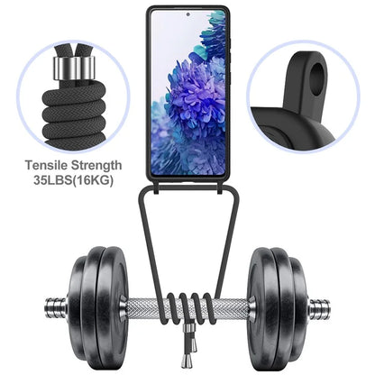 For Samsung Galaxy S20 FE Case Liquid Silicone Card Holder Phone Back Cover with Lanyard