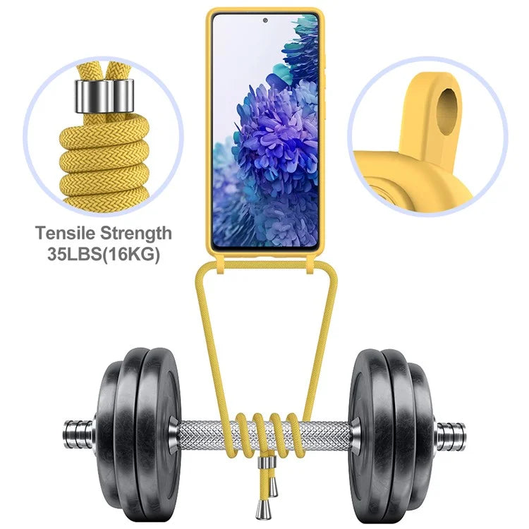 For Samsung Galaxy S20 FE Case Liquid Silicone Card Holder Phone Back Cover with Lanyard
