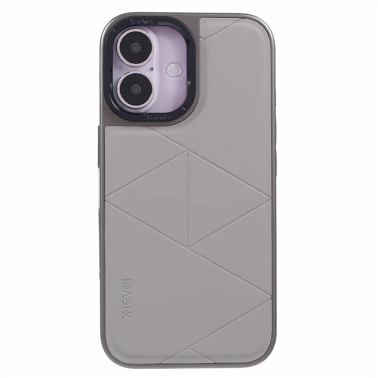 X-LEVEL For iPhone 16 Case Geometric PC+TPU+Leather Anti-Scratch Phone Cover