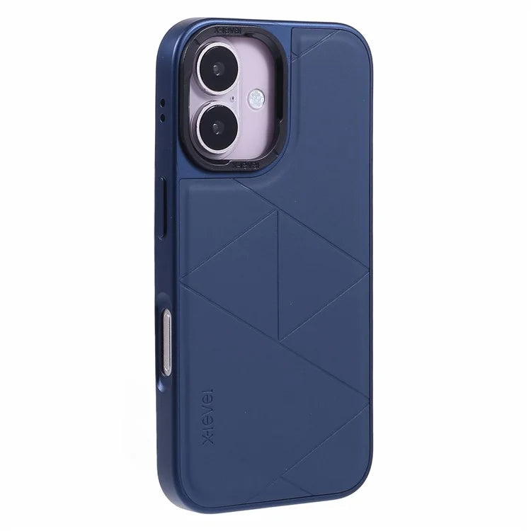 X-LEVEL For iPhone 16 Case Geometric PC+TPU+Leather Anti-Scratch Phone Cover