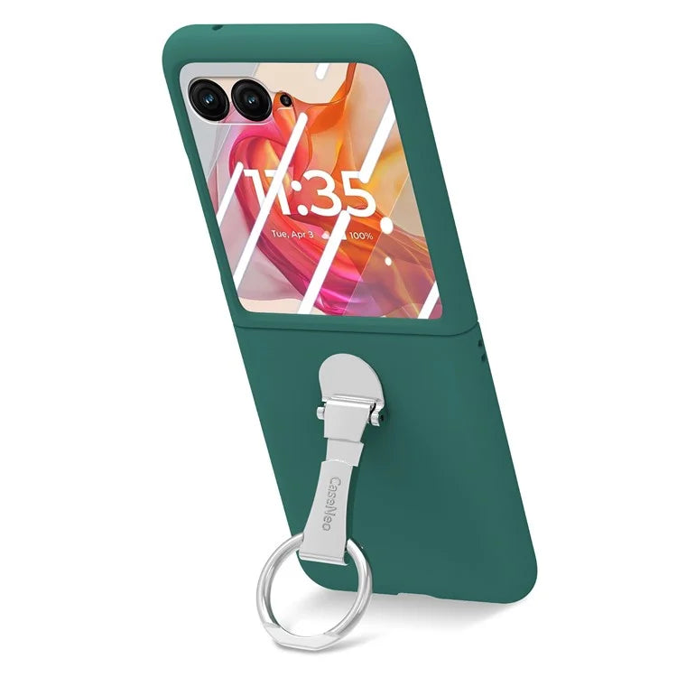 For Motorola Razr 50 Ultra 5G Case Ring Kickstand PC Phone Cover with Tempered Glass Rear Screen Film