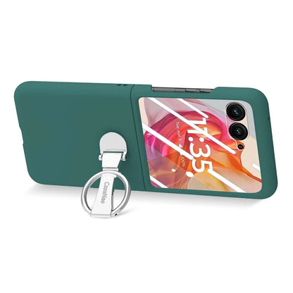 For Motorola Razr 50 Ultra 5G Case Ring Kickstand PC Phone Cover with Tempered Glass Rear Screen Film