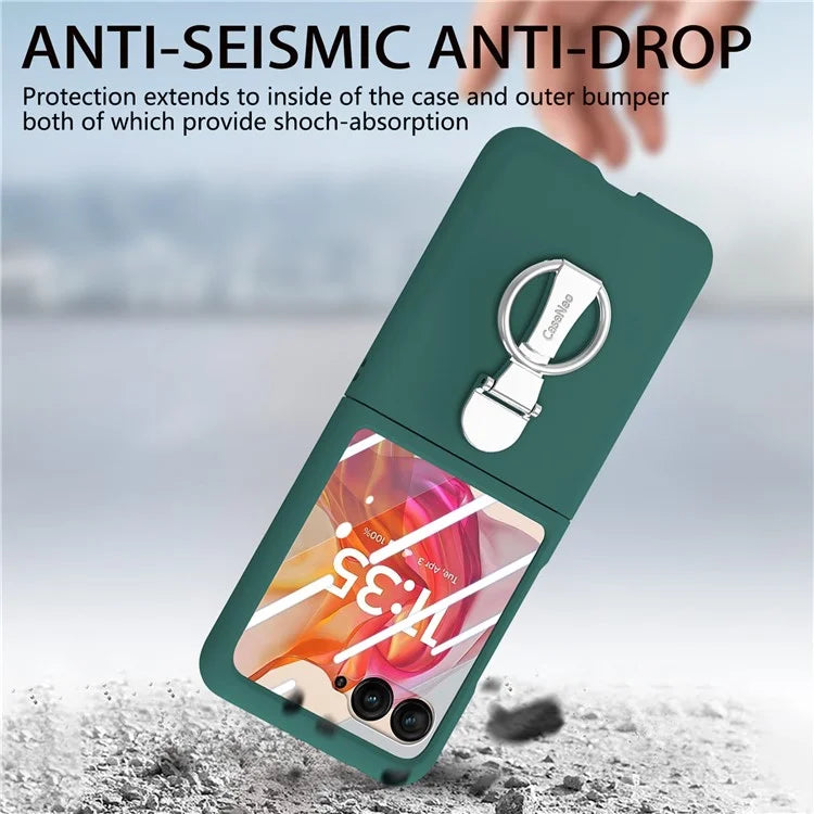 For Motorola Razr 50 Ultra 5G Case Ring Kickstand PC Phone Cover with Tempered Glass Rear Screen Film
