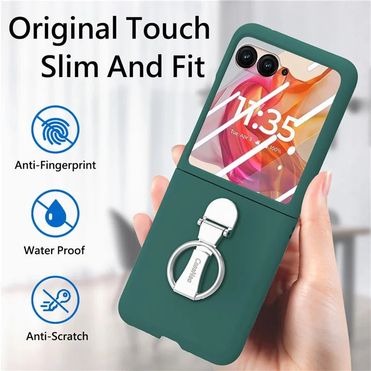 For Motorola Razr 50 Ultra 5G Case Ring Kickstand PC Phone Cover with Tempered Glass Rear Screen Film
