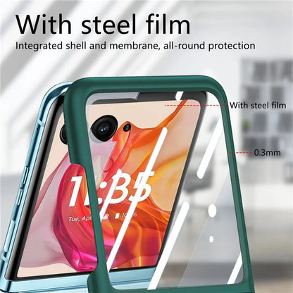 For Motorola Razr 50 Ultra 5G Case Ring Kickstand PC Phone Cover with Tempered Glass Rear Screen Film