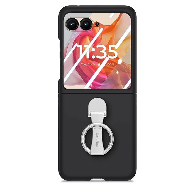 For Motorola Razr 50 Ultra 5G Case Ring Kickstand PC Phone Cover with Tempered Glass Rear Screen Film