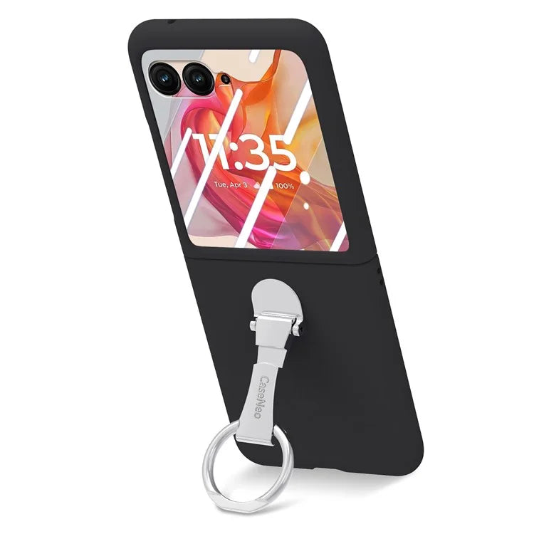 For Motorola Razr 50 Ultra 5G Case Ring Kickstand PC Phone Cover with Tempered Glass Rear Screen Film