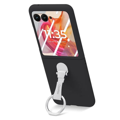 For Motorola Razr 50 Ultra 5G Case Ring Kickstand PC Phone Cover with Tempered Glass Rear Screen Film
