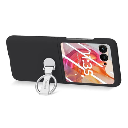 For Motorola Razr 50 Ultra 5G Case Ring Kickstand PC Phone Cover with Tempered Glass Rear Screen Film