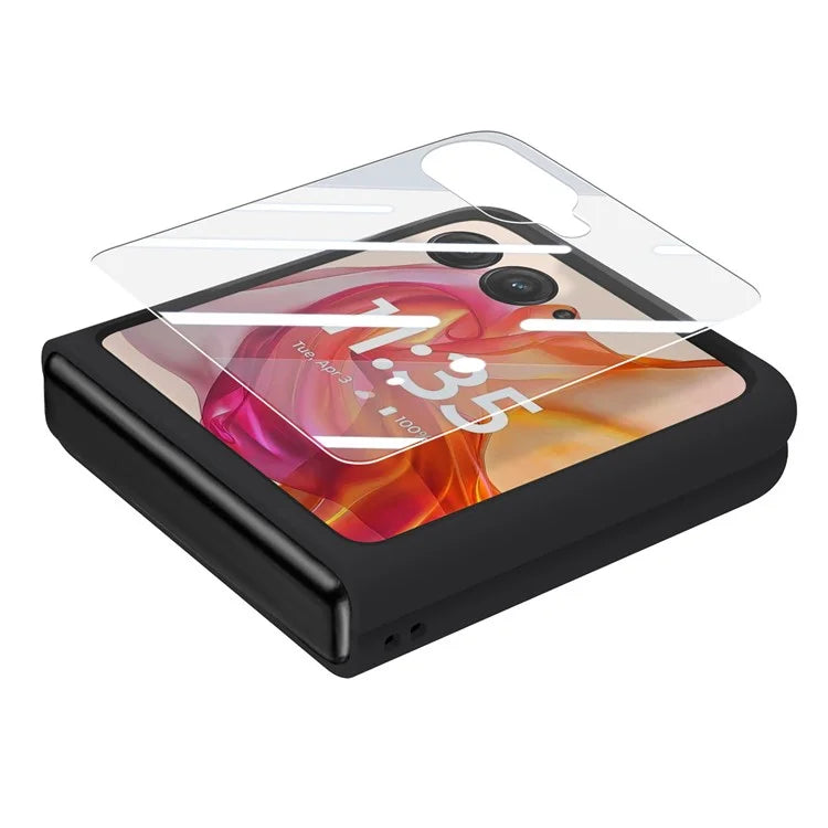 For Motorola Razr 50 Ultra 5G Case Ring Kickstand PC Phone Cover with Tempered Glass Rear Screen Film