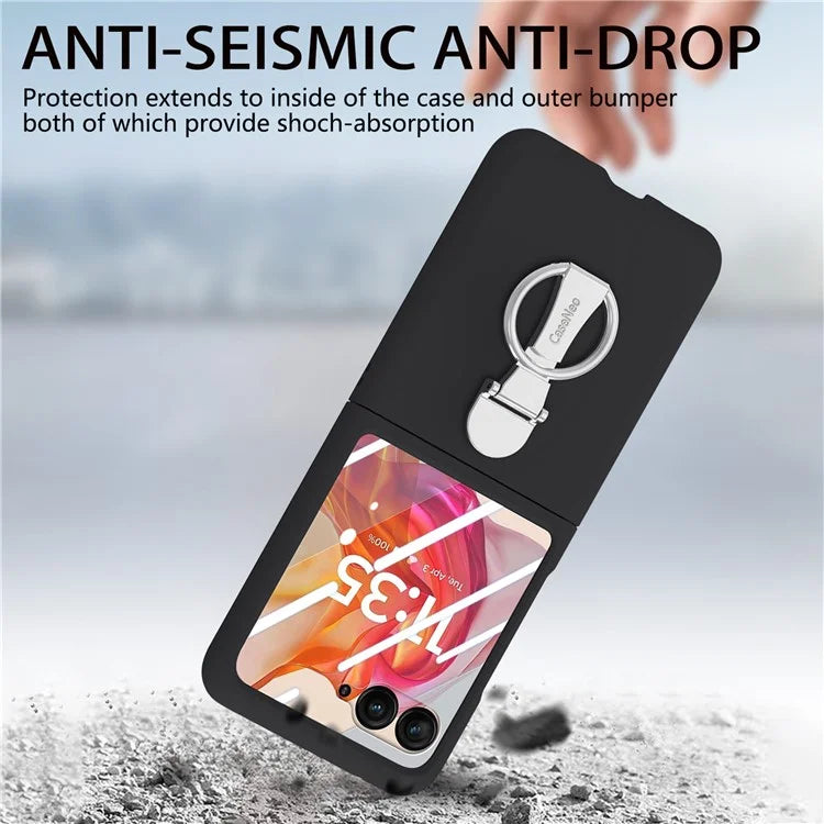 For Motorola Razr 50 Ultra 5G Case Ring Kickstand PC Phone Cover with Tempered Glass Rear Screen Film
