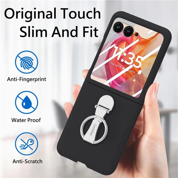 For Motorola Razr 50 Ultra 5G Case Ring Kickstand PC Phone Cover with Tempered Glass Rear Screen Film