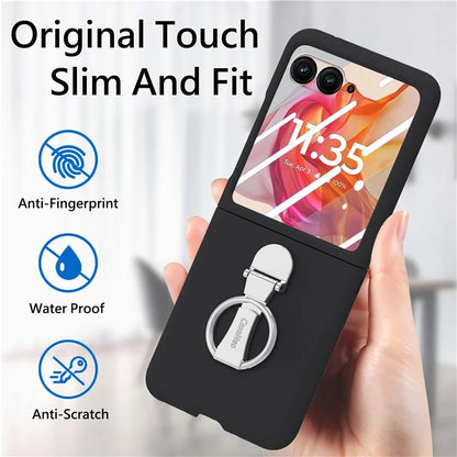For Motorola Razr 50 Ultra 5G Case Ring Kickstand PC Phone Cover with Tempered Glass Rear Screen Film