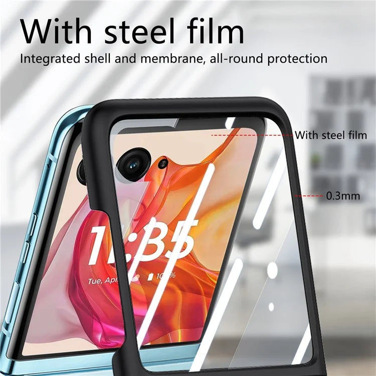 For Motorola Razr 50 Ultra 5G Case Ring Kickstand PC Phone Cover with Tempered Glass Rear Screen Film