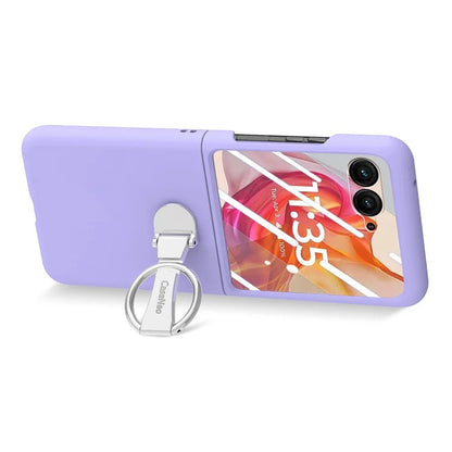For Motorola Razr 50 Ultra 5G Case Ring Kickstand PC Phone Cover with Tempered Glass Rear Screen Film