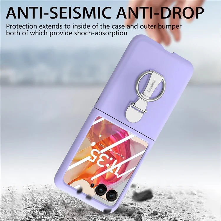 For Motorola Razr 50 Ultra 5G Case Ring Kickstand PC Phone Cover with Tempered Glass Rear Screen Film