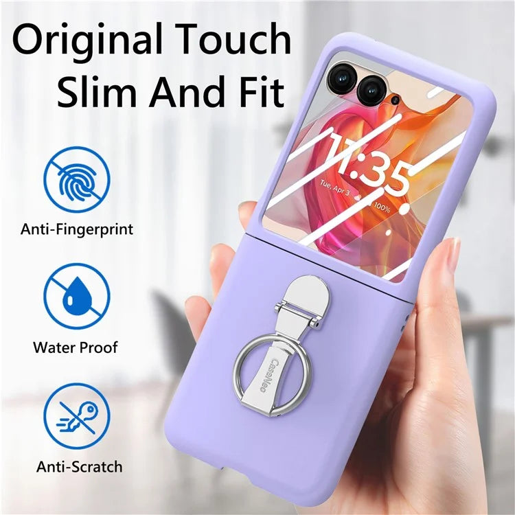 For Motorola Razr 50 Ultra 5G Case Ring Kickstand PC Phone Cover with Tempered Glass Rear Screen Film