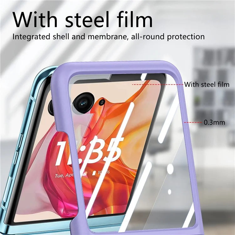 For Motorola Razr 50 Ultra 5G Case Ring Kickstand PC Phone Cover with Tempered Glass Rear Screen Film