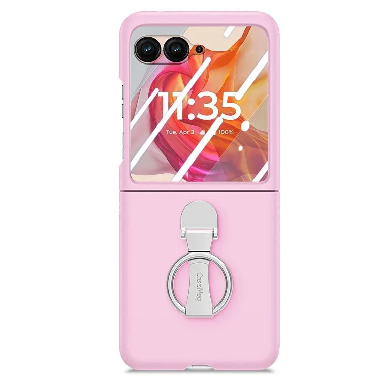 For Motorola Razr 50 Ultra 5G Case Ring Kickstand PC Phone Cover with Tempered Glass Rear Screen Film