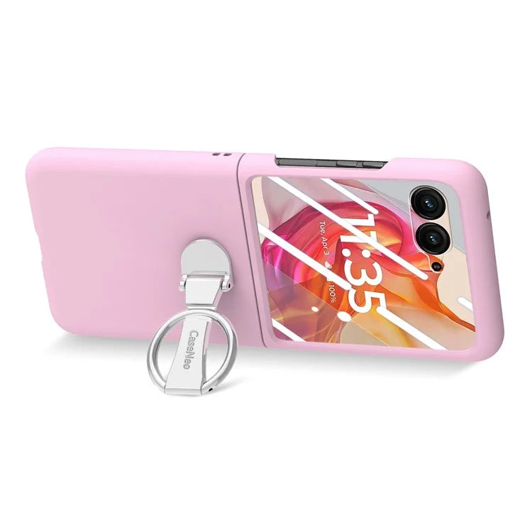 For Motorola Razr 50 Ultra 5G Case Ring Kickstand PC Phone Cover with Tempered Glass Rear Screen Film