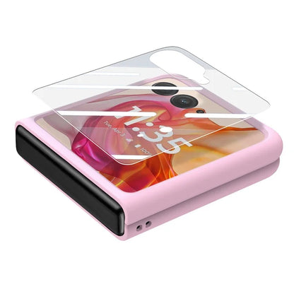 For Motorola Razr 50 Ultra 5G Case Ring Kickstand PC Phone Cover with Tempered Glass Rear Screen Film