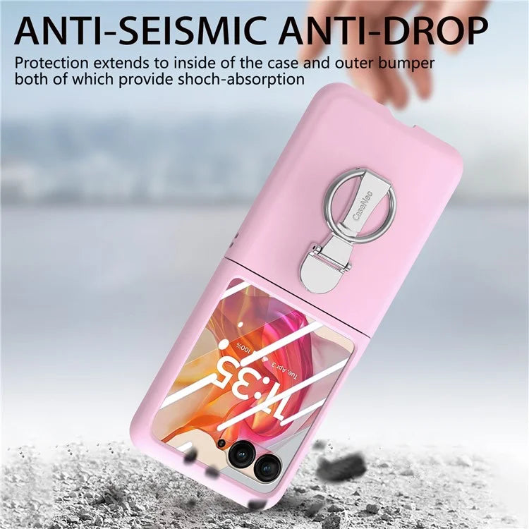 For Motorola Razr 50 Ultra 5G Case Ring Kickstand PC Phone Cover with Tempered Glass Rear Screen Film