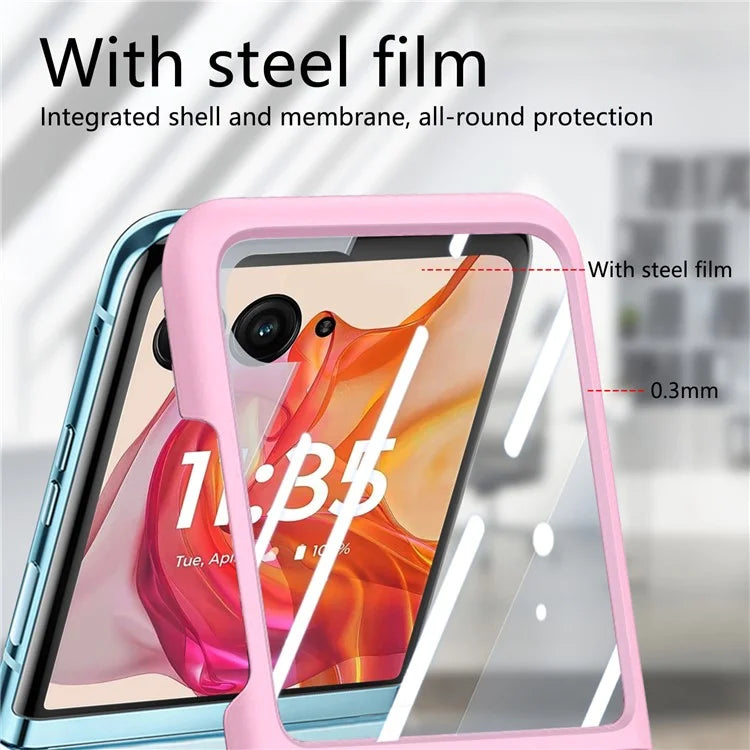 For Motorola Razr 50 Ultra 5G Case Ring Kickstand PC Phone Cover with Tempered Glass Rear Screen Film