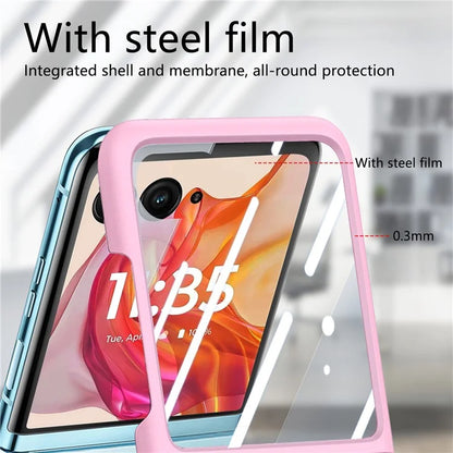 For Motorola Razr 50 Ultra 5G Case Ring Kickstand PC Phone Cover with Tempered Glass Rear Screen Film