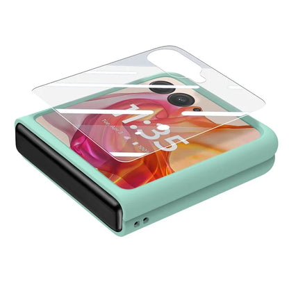 For Motorola Razr 50 Ultra 5G Case Ring Kickstand PC Phone Cover with Tempered Glass Rear Screen Film