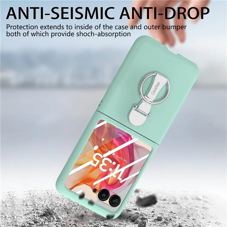 For Motorola Razr 50 Ultra 5G Case Ring Kickstand PC Phone Cover with Tempered Glass Rear Screen Film
