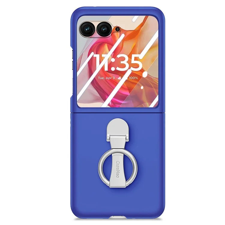 For Motorola Razr 50 Ultra 5G Case Ring Kickstand PC Phone Cover with Tempered Glass Rear Screen Film