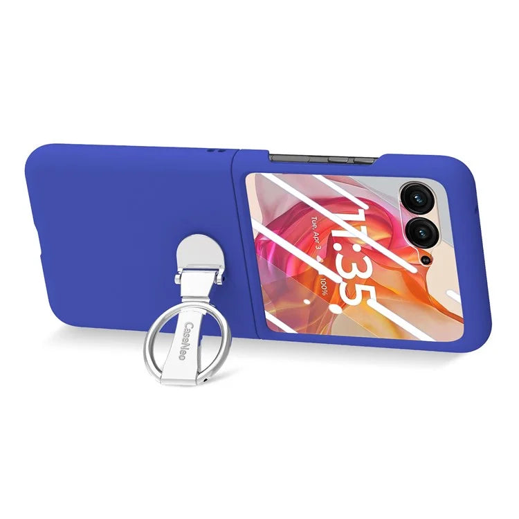 For Motorola Razr 50 Ultra 5G Case Ring Kickstand PC Phone Cover with Tempered Glass Rear Screen Film